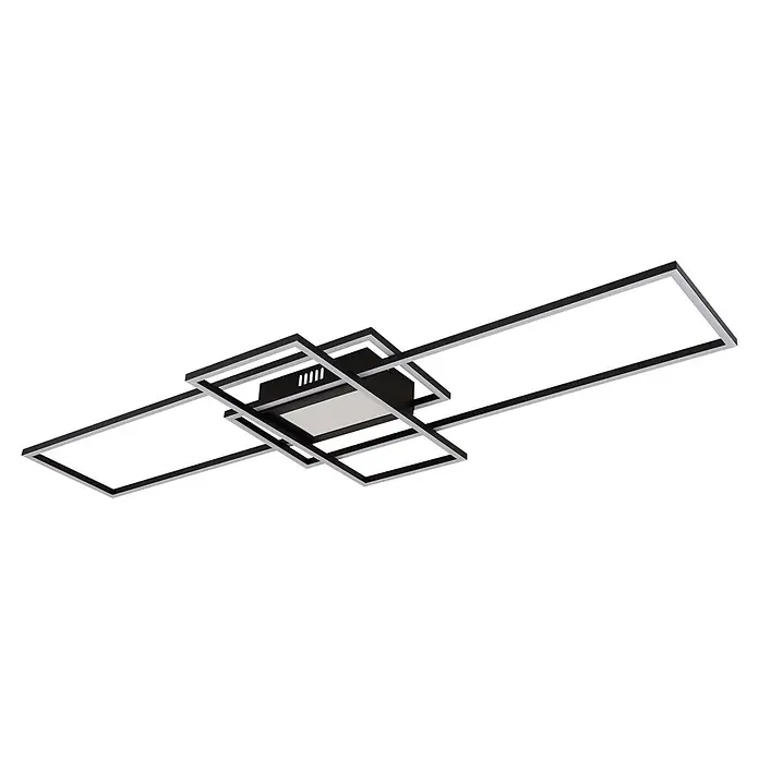 Globo LED-Deckenleuchte Saunders - 60 W, L x B x H: 1.108 x 420 x 68 mm - Moderne schwarz-weiße geometrische LED-Deckenleuchte.