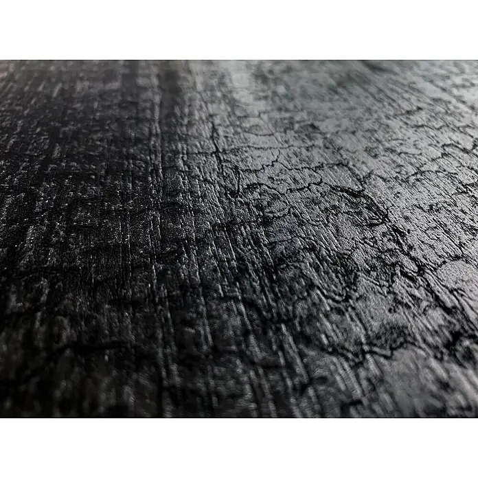 Wallface Wandpaneel 25549 Carbonized Wood Nature Wandpaneel Holz Optik matt schwarz 2,6 m2 - 2.600 x 1.000 mm - Dunkle, raue Textur mit Rissen und Streifen, Holzkohle ähnlich.
