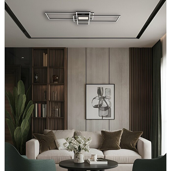 Globo LED stropna svjetiljka Saunders  (60 W, D x Š x V: 1.108 x 420 x 68 mm, Crna) | BAUHAUS