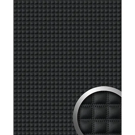 Wallface  Wandpaneel 15032 QUADRO Design Wandpaneel Leder Quadrat 3D Dekor schwarz 2,60 qm