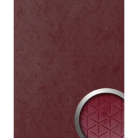 Wallface  Wandpaneel 22739 CUBE VELVET Bordeaux Wandverkleidung in Leder Optik matt rot 2,63 m2