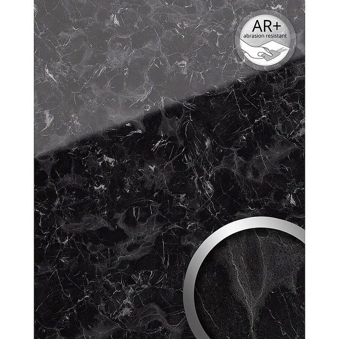 Wallface Wandpaneel 19341 MARBLE BLACK Wandverkleidung in Marmor Optik schwarz 2,6 m2 - grau, 2.600 x 1.000 mm - Dunkle, abriebfeste Marmoroberfläche mit feinen weißen Adern.