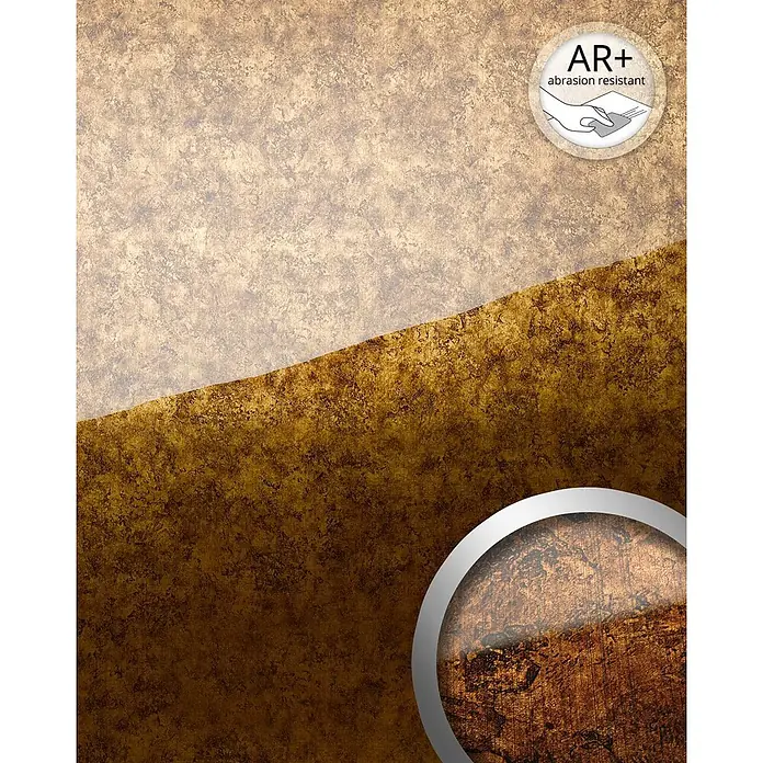 Wallface Wandpaneel 17200 VINTAGE Wandpaneel Glas-Optik Luxus Dekor kupfer braun 2,60 qm - kupfer-braun, 2.600 x 1.000 mm - Texturierte gold-bronze Platte in zwei Farbtönen, hervorhebend ihre abriebfeste (AR+) Oberfläche und metallische Optik.