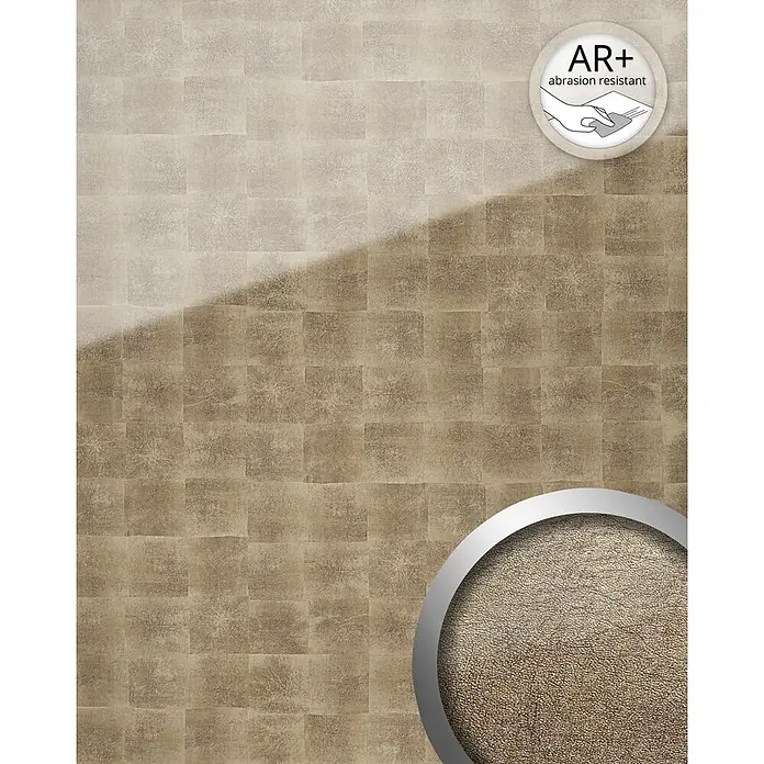Wallface Wandpaneel 17841 LUXURY Wandpaneel Glas-Optik Cubes-Muster bronze grau 2,60 qm - 2.600 x 1.000 mm - Abriebfeste beige Wandverkleidung mit texturiertem, quadratischem Muster.