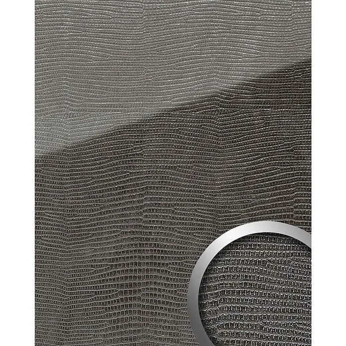 Wallface Wandpaneel 18095 LEGUAN Nero AR+ Wandpaneel Glas-Optik Luxus Dekor schwarz 2,60 m2 - 2.600 x 1.000 mm - Dunkelgraues strukturiertes Material mit feinem, regelmäßigem Muster.