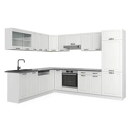 Vicco  Eckküche R-Line Weiß Landhaus/Weiß ohne Arbeitsplatte