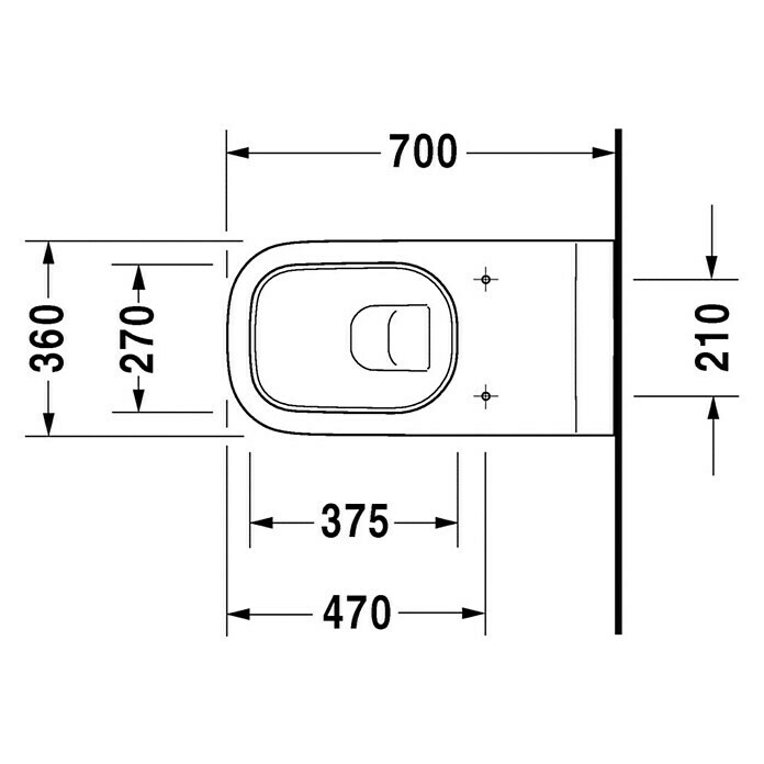 Duravit D-Code Wand-WC Vital (Ohne WC-Sitz, Mit antibakterieller Glasur, Tiefspüler, Weiß)