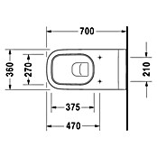 Duravit D-Code Wand-WC Vital (Ohne WC-Sitz, Mit antibakterieller Glasur, Tiefspüler, Weiß)