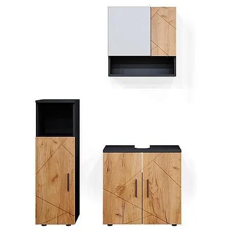 Vicco  Badmöbel-Set Irma Goldkraft Eiche/Anthrazit 3 Teile