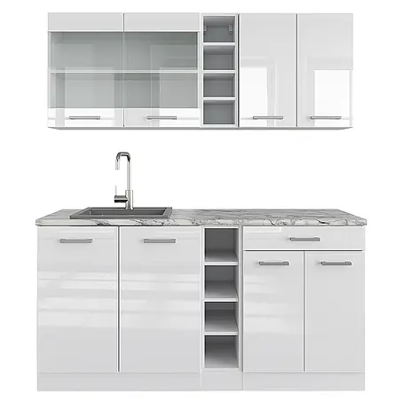 Vicco  Singleküche R-Line Weiß Hochglanz/Weiß ohne Arbeitsplatte