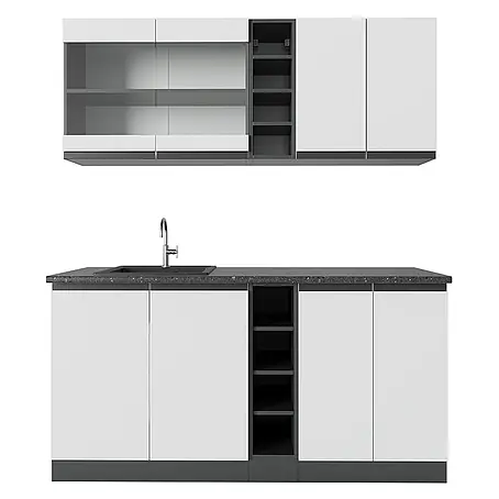 Vicco  Singleküche R-Line Weiß/Anthrazit J-Shape