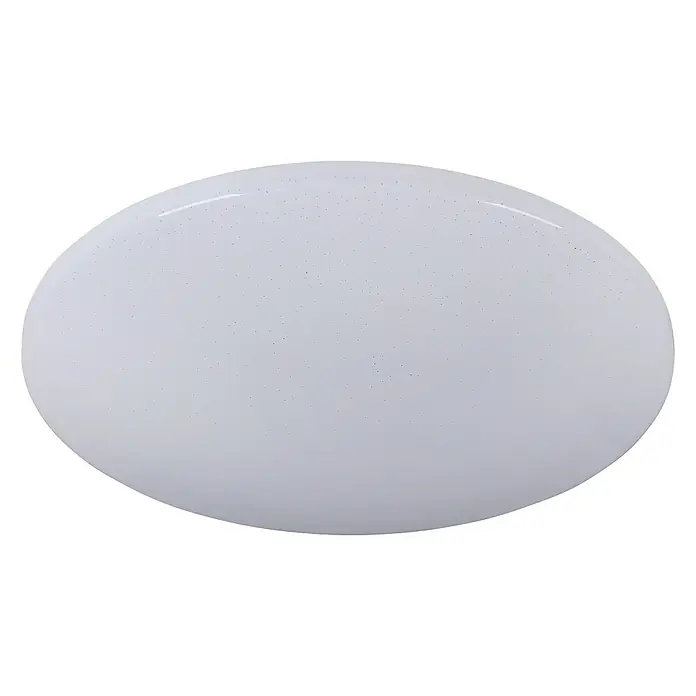 Tween Light LED-Deckenleuchte Todi Dim - 30 W, Durchmesser: 540 mm, Weiß, Warmweiß, Dimmbar - Nahaufnahme einer weißen, runden Deckenleuchte mit einem Muster aus kleinen Punkten, die auf einem schwarzen Hintergrund montiert ist.