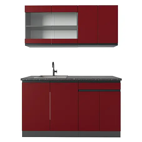 Vicco  Singleküche R-Line Rot/Anthrazit J-Shape