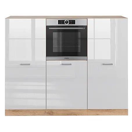 Vicco  Küchenleerblock R-Line Weiß Hochglanz/Goldkraft Eiche ohne Arbeitsplatte