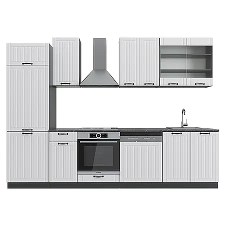 Vicco  Küchenzeile Fame-Line Weiß Landhaus/Anthrazit, AP Anthrazit