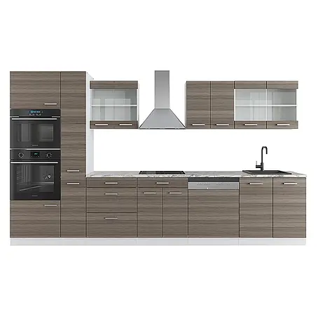 Vicco  Küchenzeile R-Line Edelgrau/Weiß mit Hochschrank, ohne Arbeitsplatte