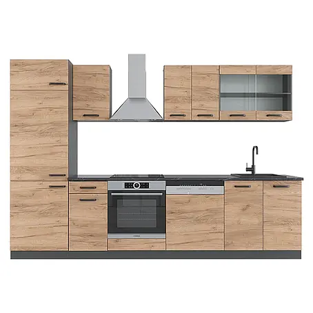 Vicco  Küchenzeile R-Line Goldkraft Eiche/Anthrazit ohne Arbeitsplatte
