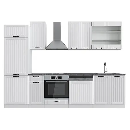 Vicco  Küchenzeile Fame-Line Weiß Landhaus/Weiß ohne Arbeitsplatte