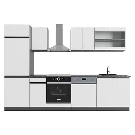 Vicco  Küchenzeile R-Line Weiß/Anthrazit J-Shape