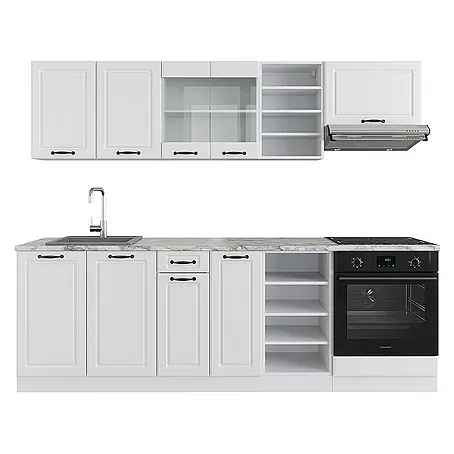 Vicco  Küchenzeile R-Line Weiß Landhaus/Weiß ohne Arbeitsplatte