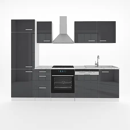 Vicco  Küchenzeile Optima Anthrazit Hochglanz/Weiß ohne Arbeitsplatte