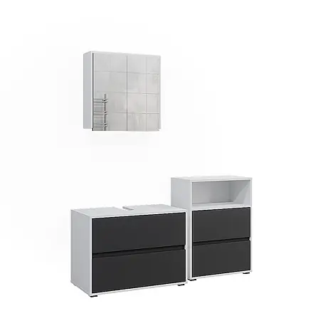 Vicco  Badmöbel-Set Maltin Weiß/Anthrazit 3 Teile