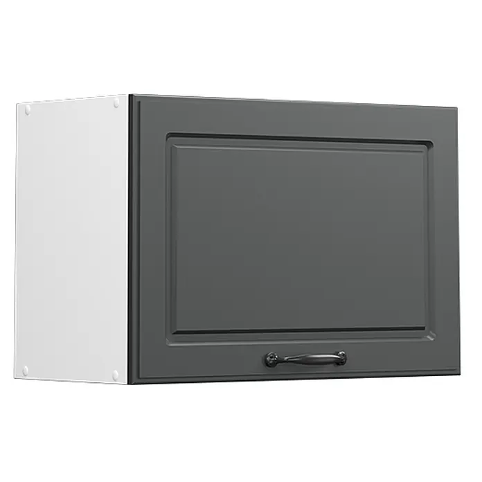 Vicco Schrankküche R-Line Anthrazit Landhaus Flach - Breite: 60 cm, Anthrazit Landhaus, Hängeschrank 60 cm (flach) - Grauer Küchenwandschrank mit Kassettentür und dunklem Griff.