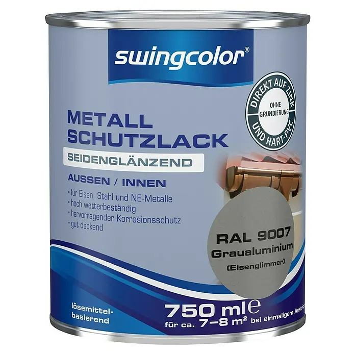 swingcolor Metall-SchutzlackGraualuminium, 750 ml, Seidenglänzend
