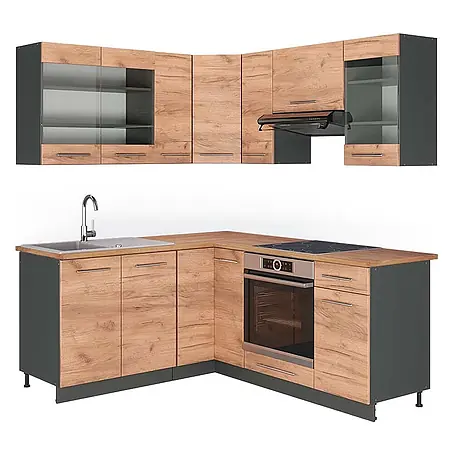 Eckküche Fame-Line 190 cm Goldkraft Eiche Art.-Nr. 42445