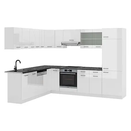 Vicco  Eckküche R-Line Weiß Hochglanz/Weiß, AP Anthrazit