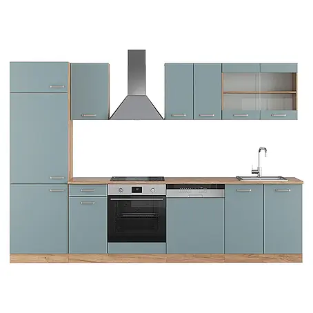 Vicco  Küchenzeile R-Line Blau-Grau/Goldkraft Eiche ohne Arbeitsplatte
