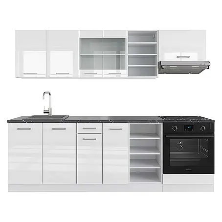 Vicco  Küchenzeile R-Line Weiß Hochglanz/Weiß, AP Anthrazit