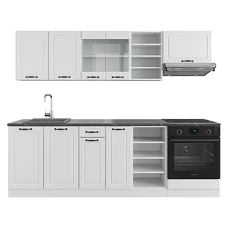 Vicco  Küchenzeile R-Line Weiß Landhaus/Weiß, AP Anthrazit