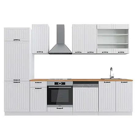 Vicco  Küchenzeile Fame-Line Weiß Landhaus/Weiß, AP Eiche