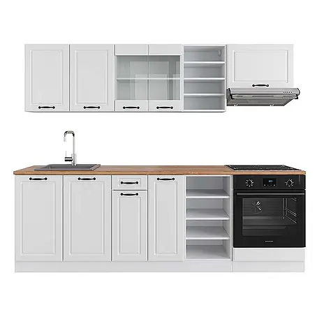 Vicco  Küchenzeile R-Line Weiß Landhaus/Weiß, AP Eiche