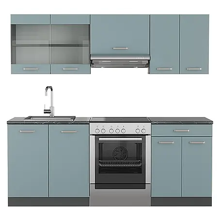 Vicco  Küchenzeile R-Line Blau-Grau/Anthrazit ohne Arbeitsplatte