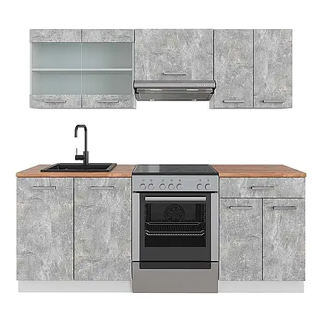 Küchenzeile R-Line 200 cm Beton Art.-Nr. 42299