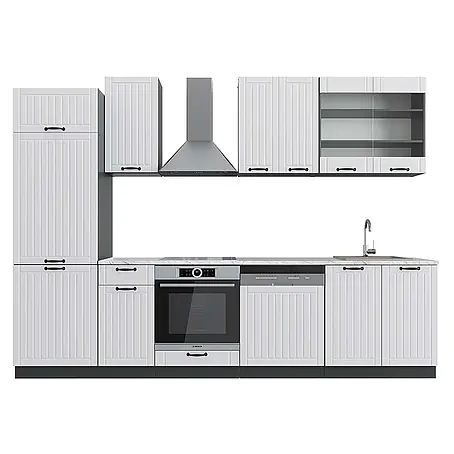 Vicco  Küchenzeile Fame-Line Weiß Landhaus/Anthrazit, AP Marmor