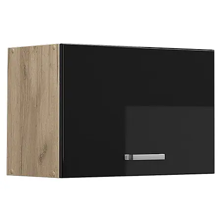 Vicco  Schrankküche R-Line Schwarz Hochglanz Flach
