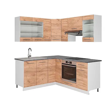 Eckküche Fame-Line 190 cm Goldkraft Eiche Art.-Nr. 42748