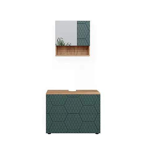 Vicco  Badmöbel-Set Irma Grün/Goldkraft Eiche 2 Teile