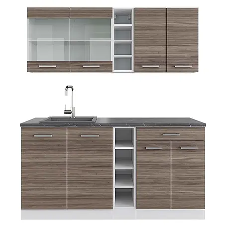 Vicco  Singleküche R-Line Edelgrau/Weiß, AP Anthrazit