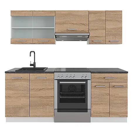 Vicco  Küchenzeile R-Line Sonoma/Weiß, AP Anthrazit