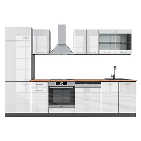 Vicco  Küchenzeile R-Line Weiß Hochglanz/Anthrazit, AP Eiche