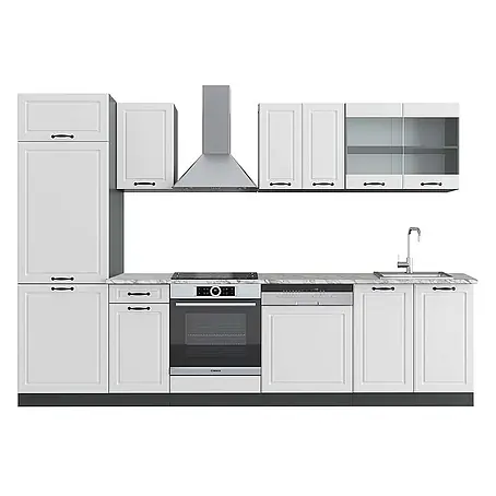 Vicco  Küchenzeile R-Line Weiß Landhaus/Anthrazit, AP Marmor