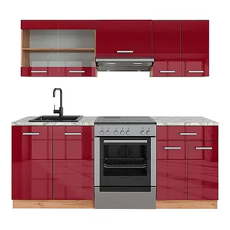 Küchenzeile R-Line 200 cm Rot Hochglanz Art.-Nr. 43120