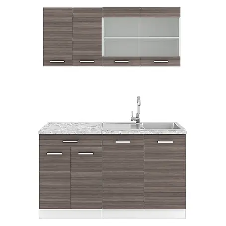 Vicco  Singleküche R-Line Edelgrau, AP Marmor