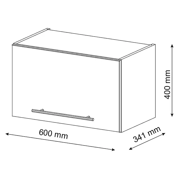 Vicco Schrankküche Fame-Line Weiß Hochglanz Flach - Weiß Hochglanz, Hängeschrank 60 cm (flach) - Küchen-Wandschrank mit horizontalem Griff, 600x400x341 mm.