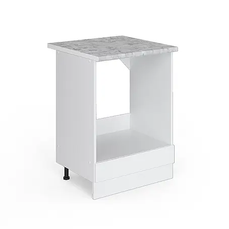 Vicco  Schrankküche R-Line Weiß Hochglanz, AP Marmor