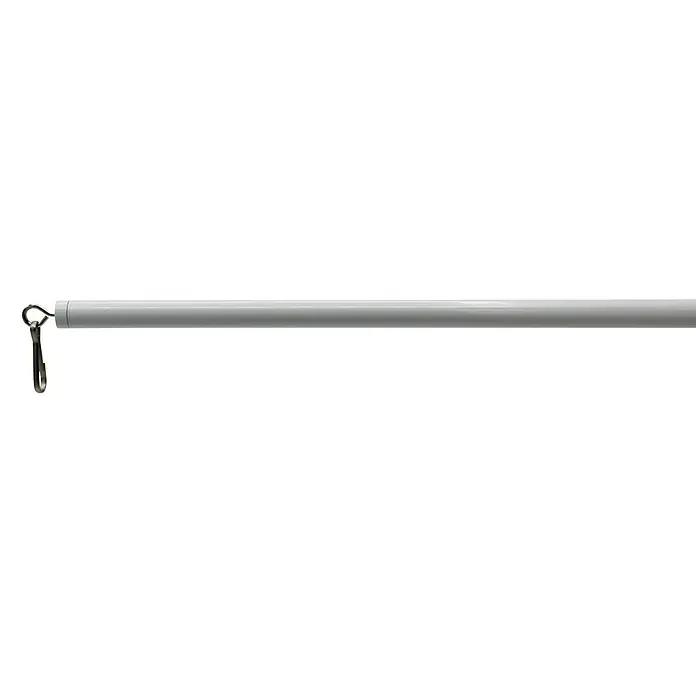 Expo Ambiente Schleuderstab Domo - Weiß, 100 cm, Aluminium - Graue Teleskopstange mit Karabinerhaken zur variablen Befestigung, ideal für Präsentationen und flexible Anwendungen im Alltag.